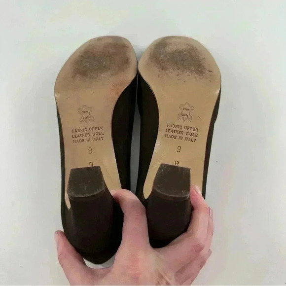 Saks fifth avenue folio collection heels 9 brown satin vintage 80s 90s formal - Picture 7 of 12